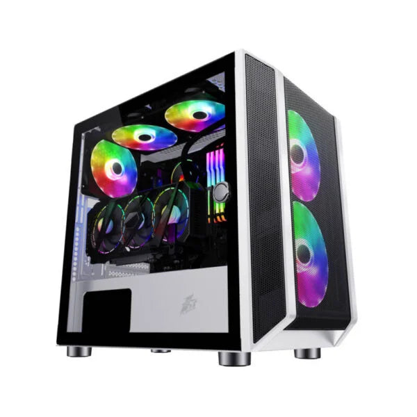 1st Player D3(White) DK series with 3 G7 Plus ARGB Fans & 1 Hub Micro ATX Gaming Case